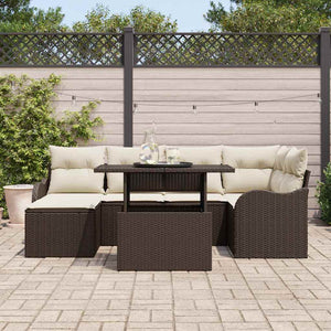 Poly Rattan Garten-Sofa-Set Braun 7-teilig