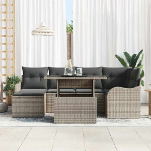 Gartenmöbel-Set Grau Poly Rattan mit Kissen