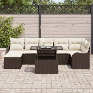 Braun Poly Rattan Gartensofa-Set mit Kissen