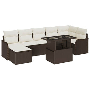 Braun Poly Rattan Gartensofa-Set mit Kissen
