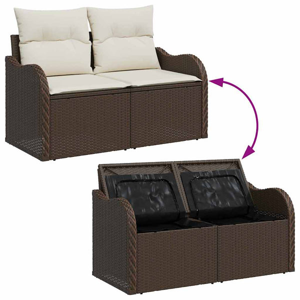 Braun Poly Rattan Gartensofa-Set mit Kissen
