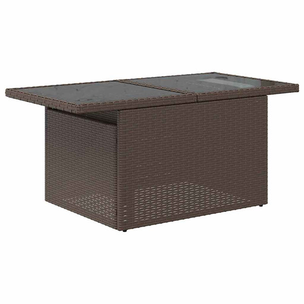 Gartenmöbel Set Braun Poly Rattan 9-teilig
