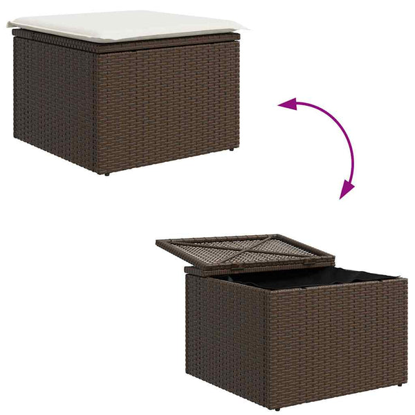 Gartenmöbel Set Braun Poly Rattan 9-teilig