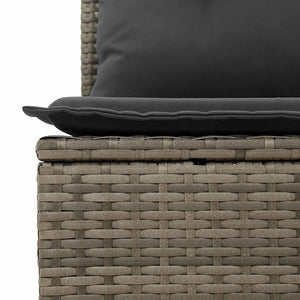 Graues Poly Rattan Gartensofa-Set mit Kissen, 9-teilig