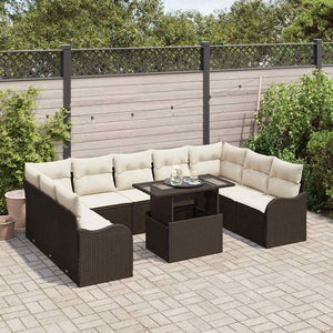 Gartensofa Set Braun Poly Rattan 10-teilig