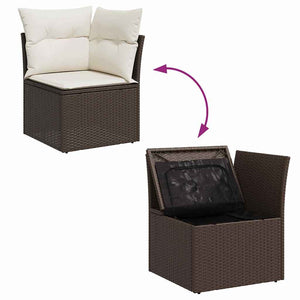 Gartensofa Set Braun Poly Rattan 10-teilig