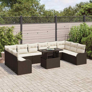 Gartensofa Set Braun Poly Rattan 11-teilig