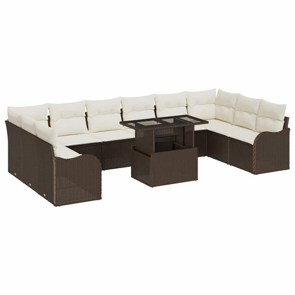 Gartensofa Set Braun Poly Rattan 11-teilig