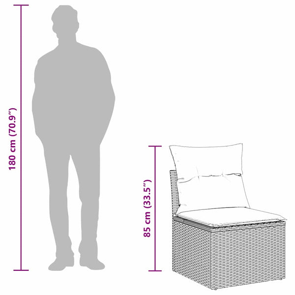 Schwarzes Poly Rattan Gartensofa Set mit Kissen, 5-teilig