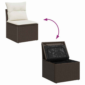 Garten Sofa Set Braun Poly Rattan 5-teilig