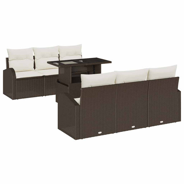 Gartensofa Set Braun Poly Rattan mit Kissen