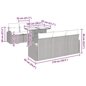 Gartensofa Set Braun Poly Rattan mit Kissen