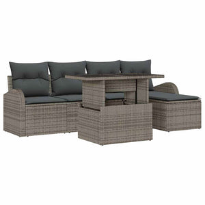 Gartensofa Set Grau Poly Rattan mit Kissen