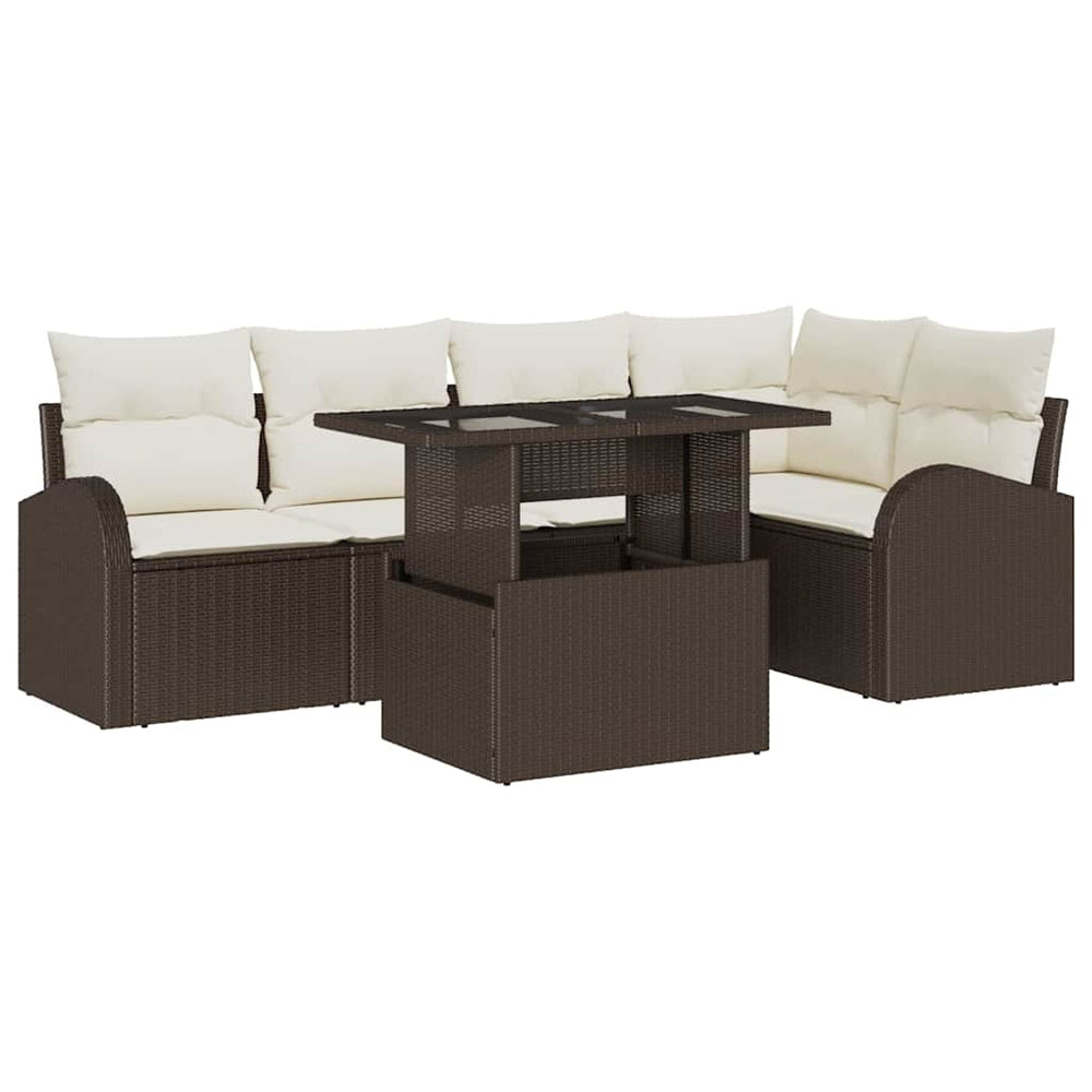 Gartensofa-Set Braun Poly Rattan mit Kissen