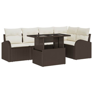 Gartensofa-Set Braun Poly Rattan mit Kissen