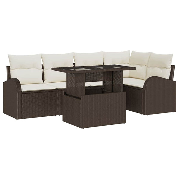 Gartensofa-Set Braun Poly Rattan mit Kissen