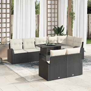 Schwarzes Garten-Sofa-Set mit Stauraum, 9-teilig