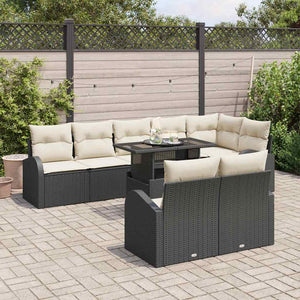 Schwarzes Garten-Sofa-Set mit Stauraum, 9-teilig