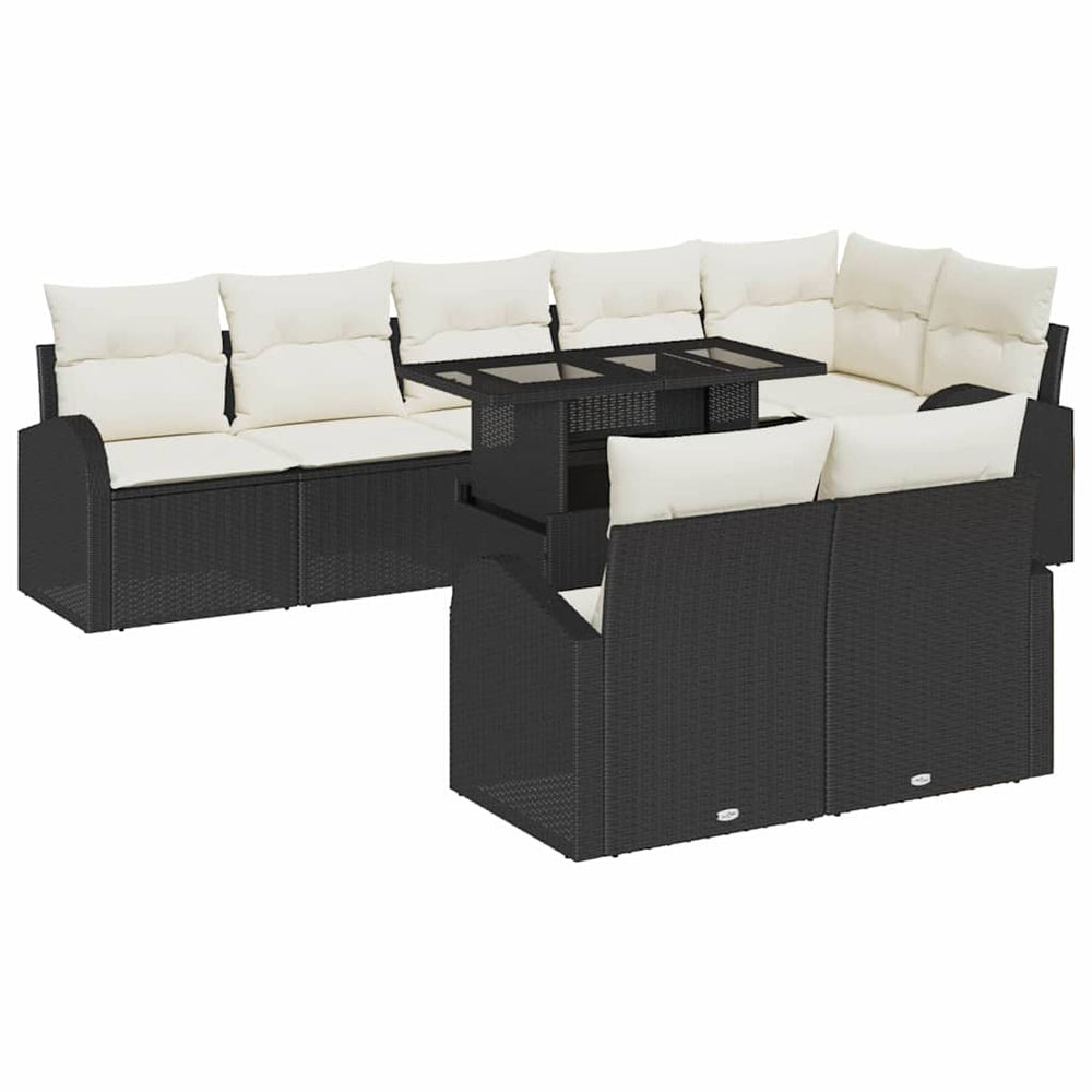 Schwarzes Garten-Sofa-Set mit Stauraum, 9-teilig