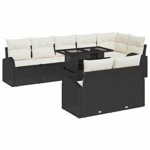 Schwarzes Garten-Sofa-Set mit Stauraum, 9-teilig