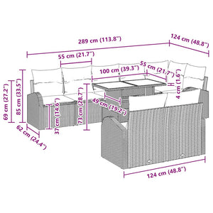 Schwarzes Garten-Sofa-Set mit Stauraum, 9-teilig