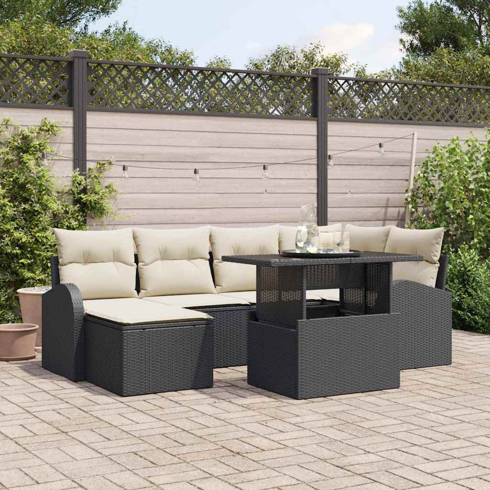 Gartenmöbel Set mit Stauraum, 7-teilig, Schwarz