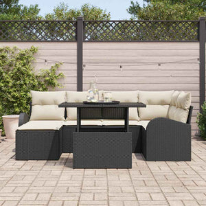 Gartenmöbel Set mit Stauraum, 7-teilig, Schwarz
