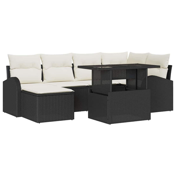 Gartenmöbel Set mit Stauraum, 7-teilig, Schwarz