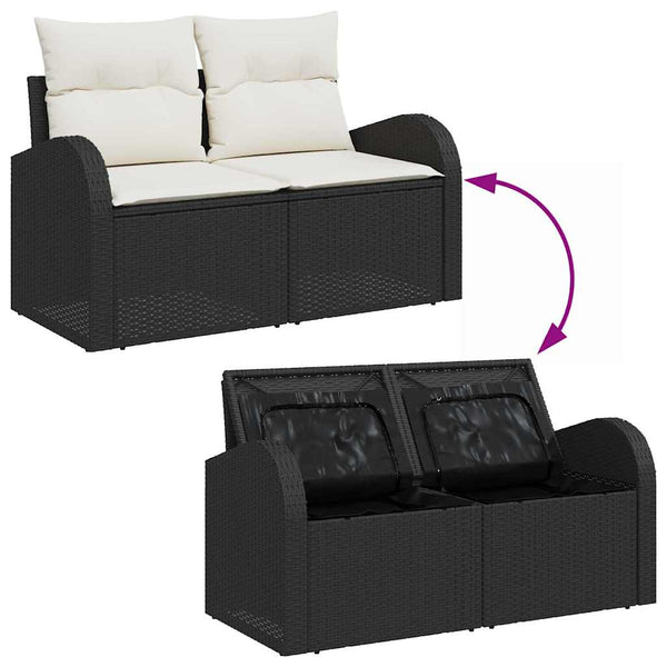 Gartenmöbel Set mit Stauraum, 7-teilig, Schwarz