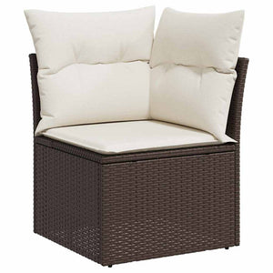 Garten Sofa Set Braun Poly Rattan 7-teilig