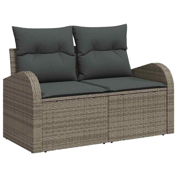 Garten Sofa Set Grau Poly Rattan 7-teilig
