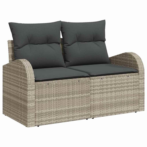Gartenmöbel Set Hellgrau Poly Rattan 7-teilig