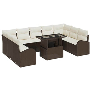 Gartensofa Set Braun Poly Rattan 10-teilig