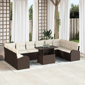 Braunes Gartensofa-Set mit Kissen & Stauraum