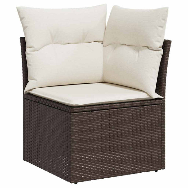 Braunes Gartensofa-Set mit Kissen & Stauraum
