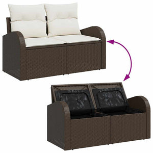 Braunes Gartensofa-Set mit Kissen & Stauraum
