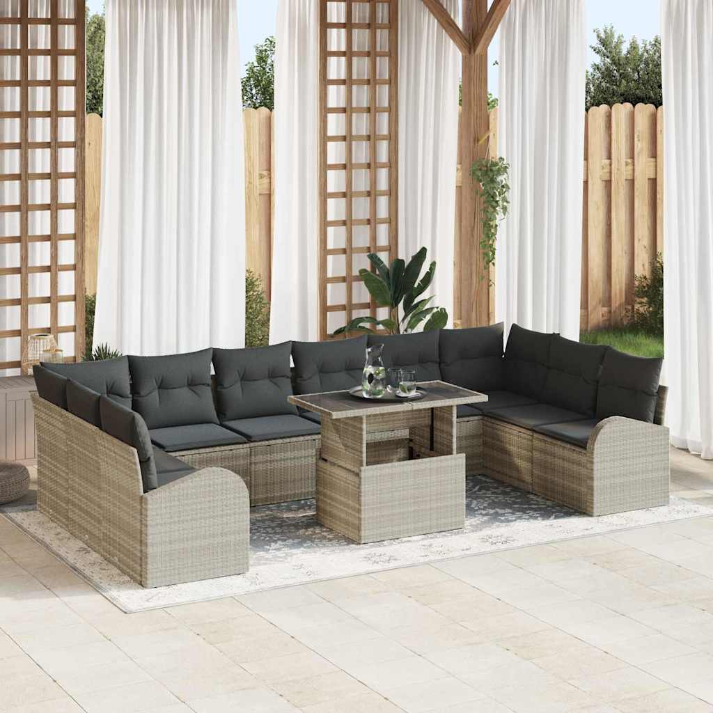 Hellgraues Poly Rattan Garten-Sofa-Set mit Stauraum