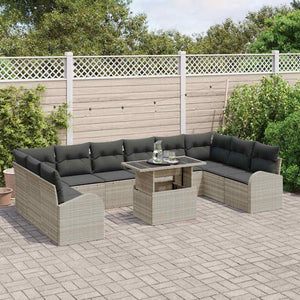 Hellgraues Poly Rattan Garten-Sofa-Set mit Stauraum
