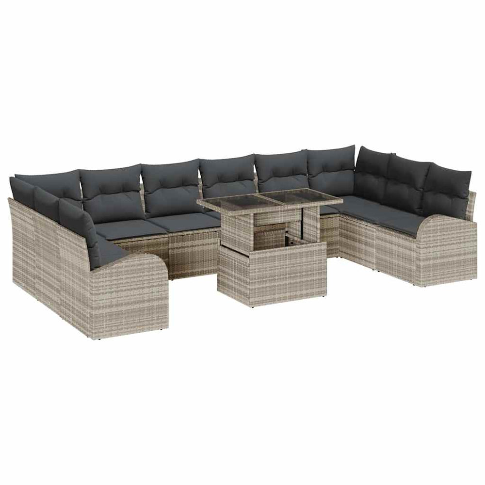 Hellgraues Poly Rattan Garten-Sofa-Set mit Stauraum
