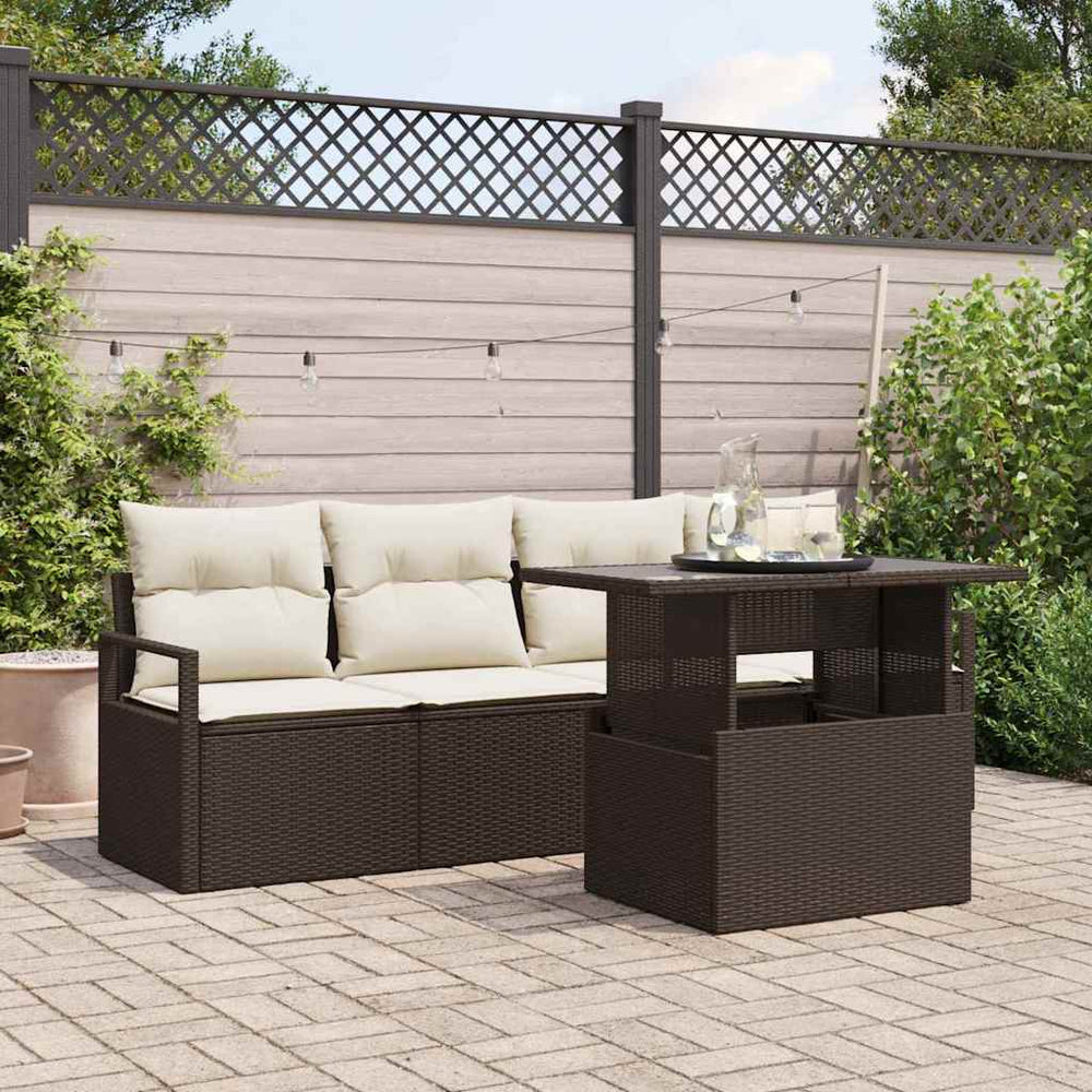 Gartensofa-Set mit Stauraum, 5-teilig, Braun