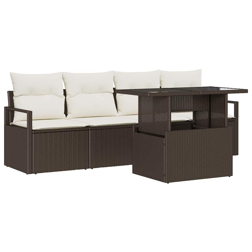 Gartensofa-Set mit Stauraum, 5-teilig, Braun