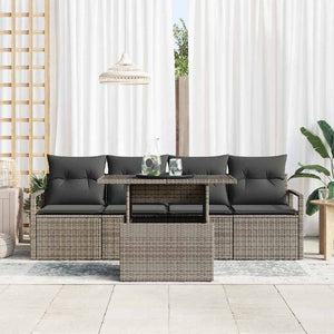 Garten Sofa Set Grau Poly Rattan mit Stauraum