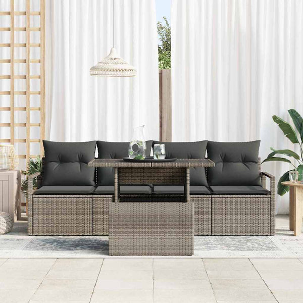 Garten Sofa Set Grau Poly Rattan mit Stauraum