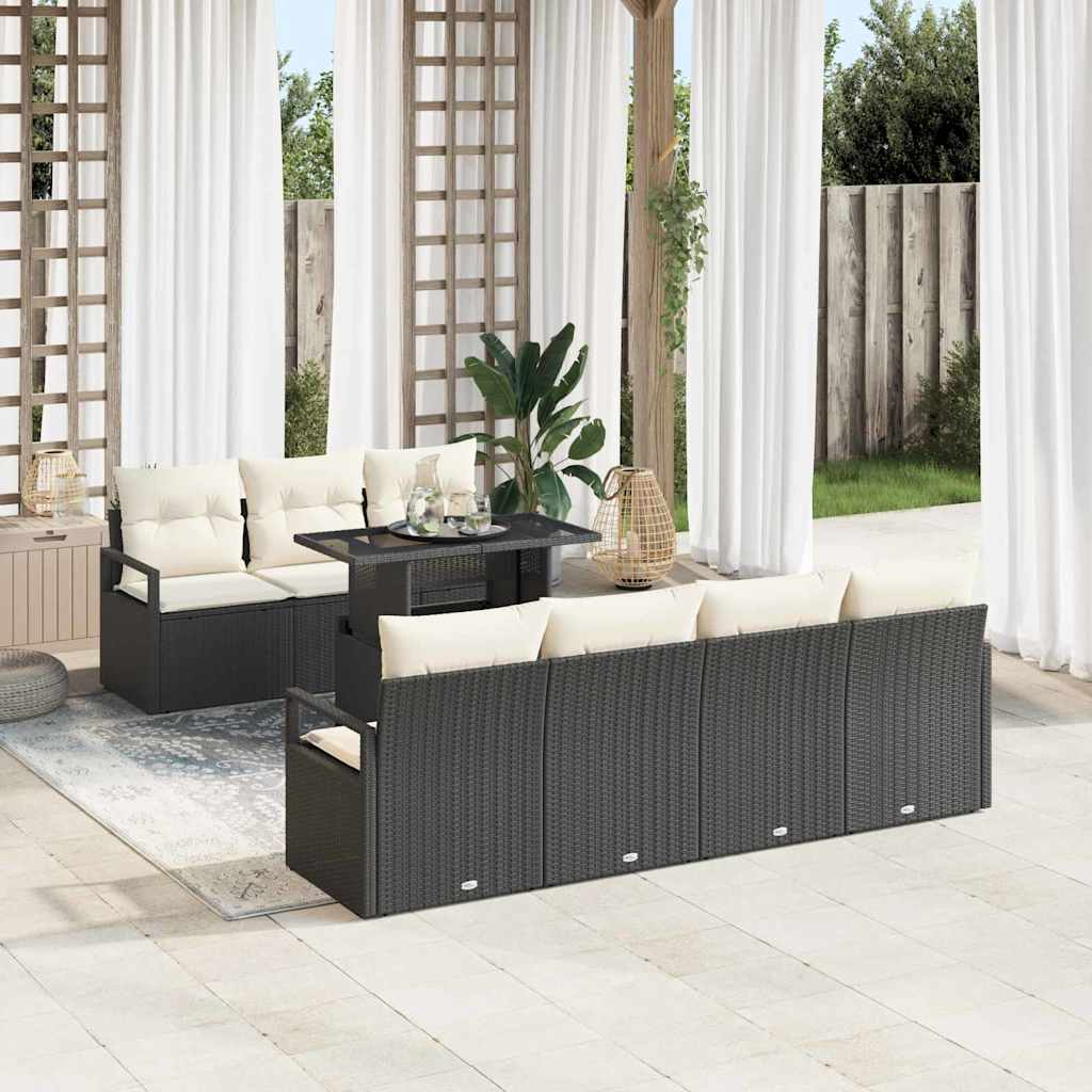 vidaXL Ensemble de canapés de jardin avec rangement 8 pcs Rotin PE Noir