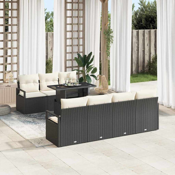 vidaXL Ensemble de canapés de jardin avec rangement 8 pcs Rotin PE Noir