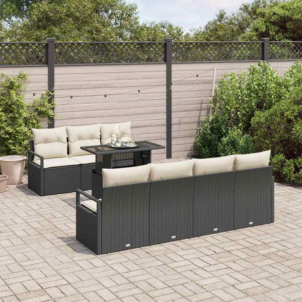 vidaXL Ensemble de canapés de jardin avec rangement 8 pcs Rotin PE Noir