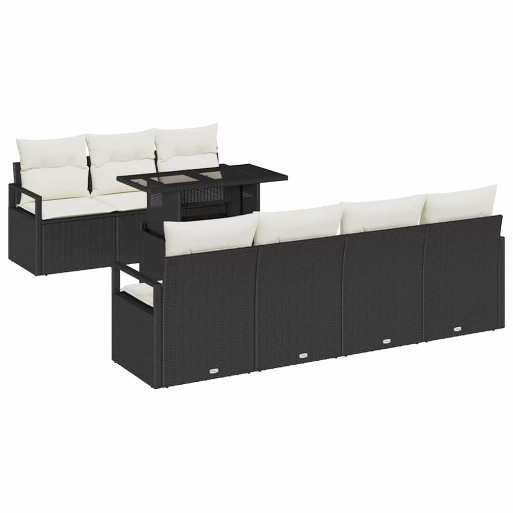 Schwarzes Poly Rattan Gartensofa-Set mit Stauraum
