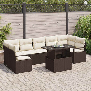 Garten Sofa Set Braun Poly Rattan