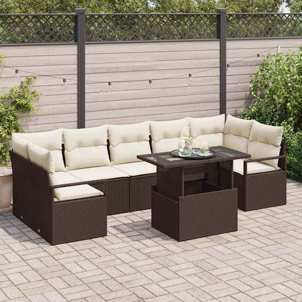 Garten Sofa Set Braun Poly Rattan