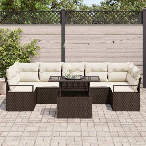 Garten Sofa Set Braun Poly Rattan